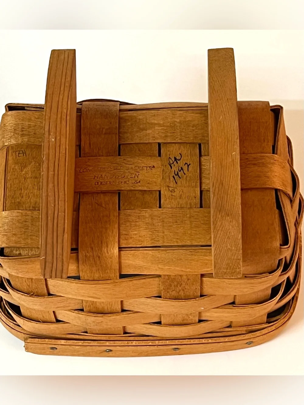 Longaberger Woven Small Rocking Basket Baby Doll Cradle 1992 USA 6.5 in
